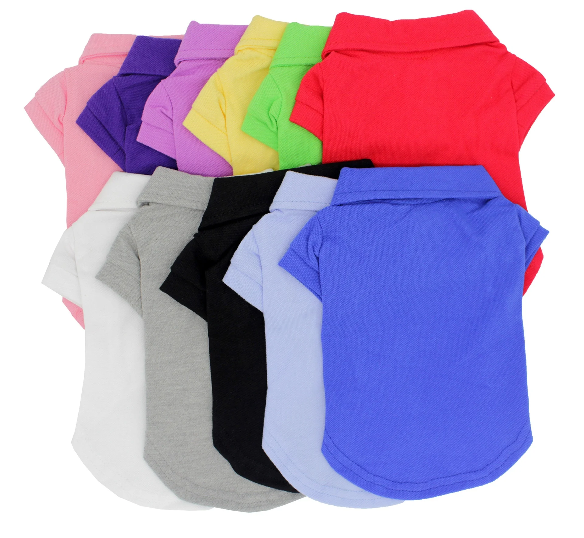 

Amazon Hot Selling Pet Clothing T-shirt Cotton Dog Short Sleeve Polo Shirt Single Color Pet Dog Clothes