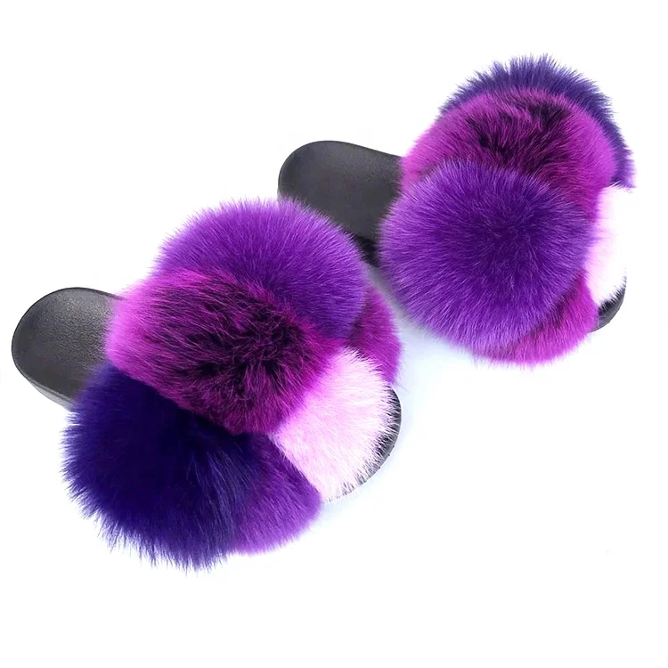 

Fur slides vendor wholesale fox fur slides fox fur slides slippers, Customized colors