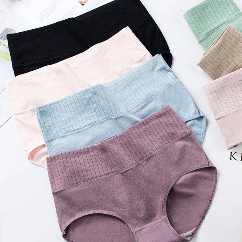 

Cotton Women's Underwear Panties High Waist Briefs Solid Color Breathable Underpants Seamless Soft Lingerie Girls Fashion Briefs, 7 colors