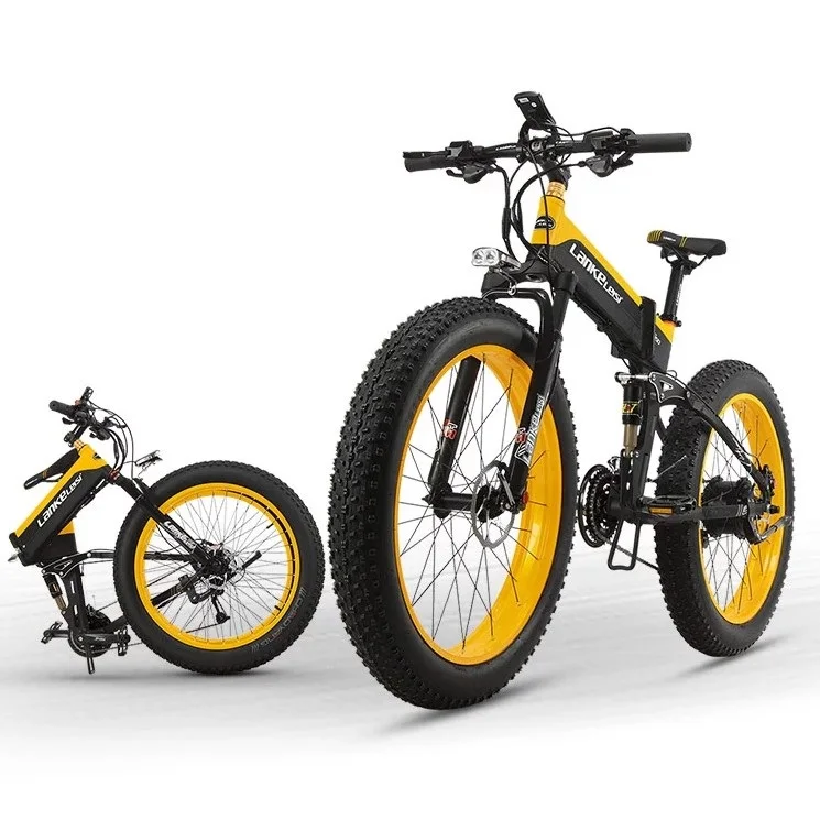 

High Quality LANKELEISI 26x4.0" Fat Tire Folding Electric Bicycle 48V 1000W Fat E-bike with 13AH Panasoni'c/L G Lithium Battery
