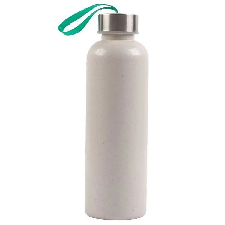 

Best selling 750ML plastic portable Sport Wheat Straw Water drinking Bottle for travel with stainless steel lid, Custom