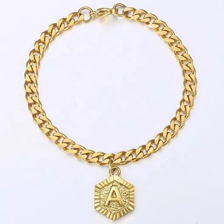 

Trendy Stainless Steel Anklet Jewelry 18K Gold Plated Alphabet A-Z Letter Initial Anklet for Women, Gold color