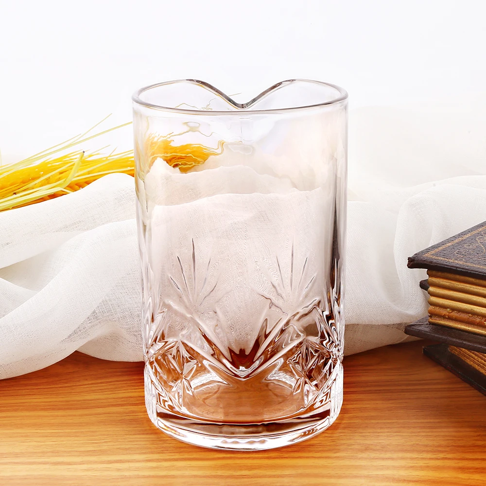 欧洲透明浮雕加厚大容量玻璃杯鸭比尔啤酒杯