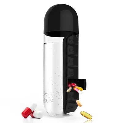

2-in-1 Water Cup Medicine Box Direct Selling 7-gauge Outdoor Portable Water Bottle