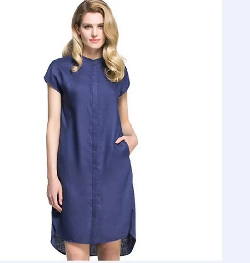 

New Design For Elegant Ladies Big Size Home Dresses Of Denim Jeans Women Long Dress, Picture color or customize