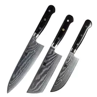 

Fangzuo 3 Pcs Professional Japanese 67 Layers VG10 Damascus Steel Chef Knife Cleaver Kitchen Knife Sets With Wood Handle