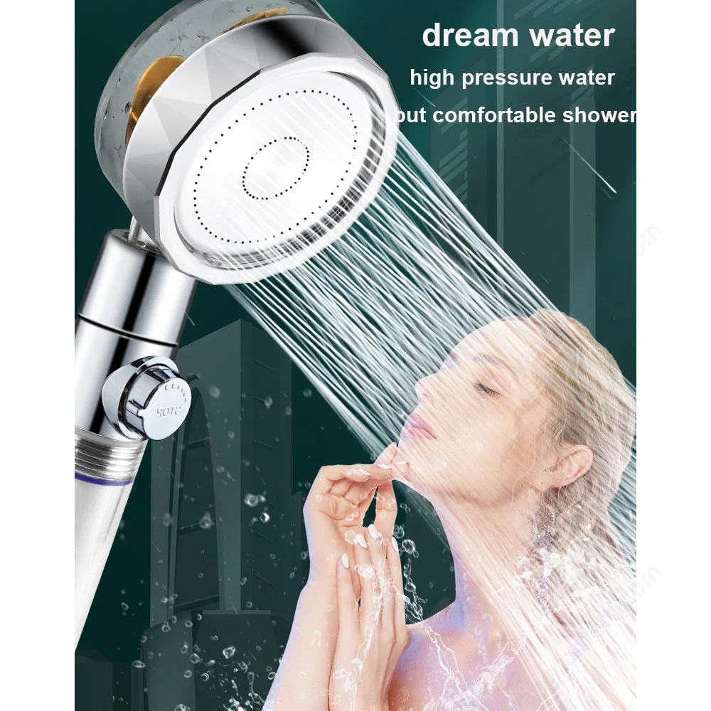 

Water Saving Flow 360 Degree Rotate Abs Rain High Pressure Spray Bathroom Fan Spa Pp Filter Inside Ducted Turbo Bath Shower Head