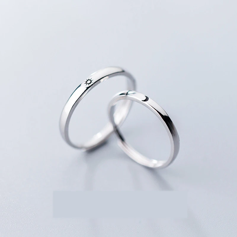 

Korean style simple sun and moon couple ring open sterling silver ring wholesale, Picture