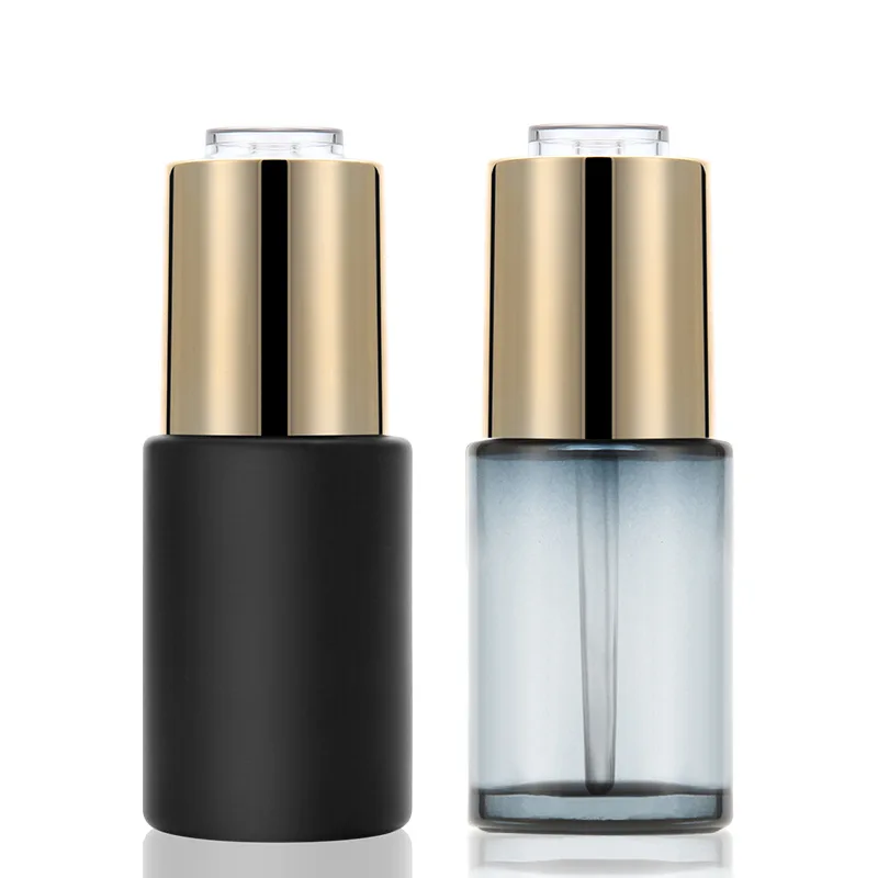 

2023 30ml best Perfume Essential Oil cosmetic with press pump Spray BLACK BLUE Glass dropper Bottle