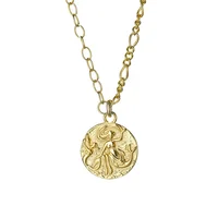 

YG007 Minimalist 18K Gold Monogram Necklace Mermaid 925 Silver Coin Pendant Necklaces