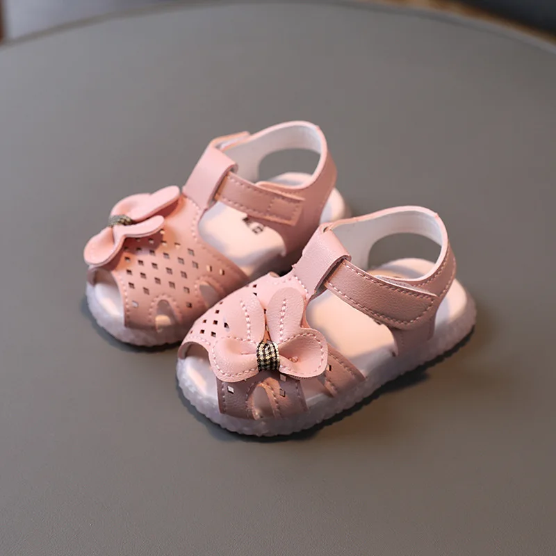 

Calicokiki 2022 Summer new baby sandals 0-2 years old girls hollow princess shoes children soft bottom toddler shoes, Pink/lvory