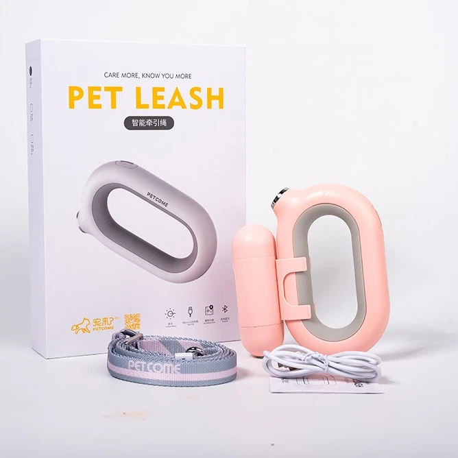 

PetCome Flash Long Dog Leash For Large Dogs Professional Dog Poop Bag Holder, Pink and white