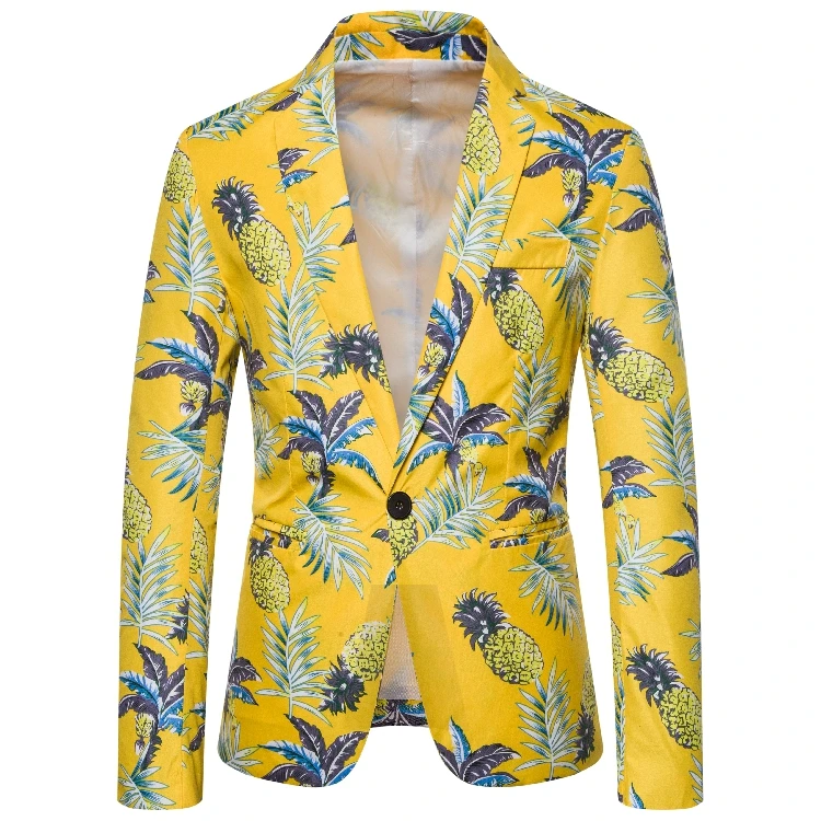 

Men's business leisure Hawaiian printed long sleeve suit made in China