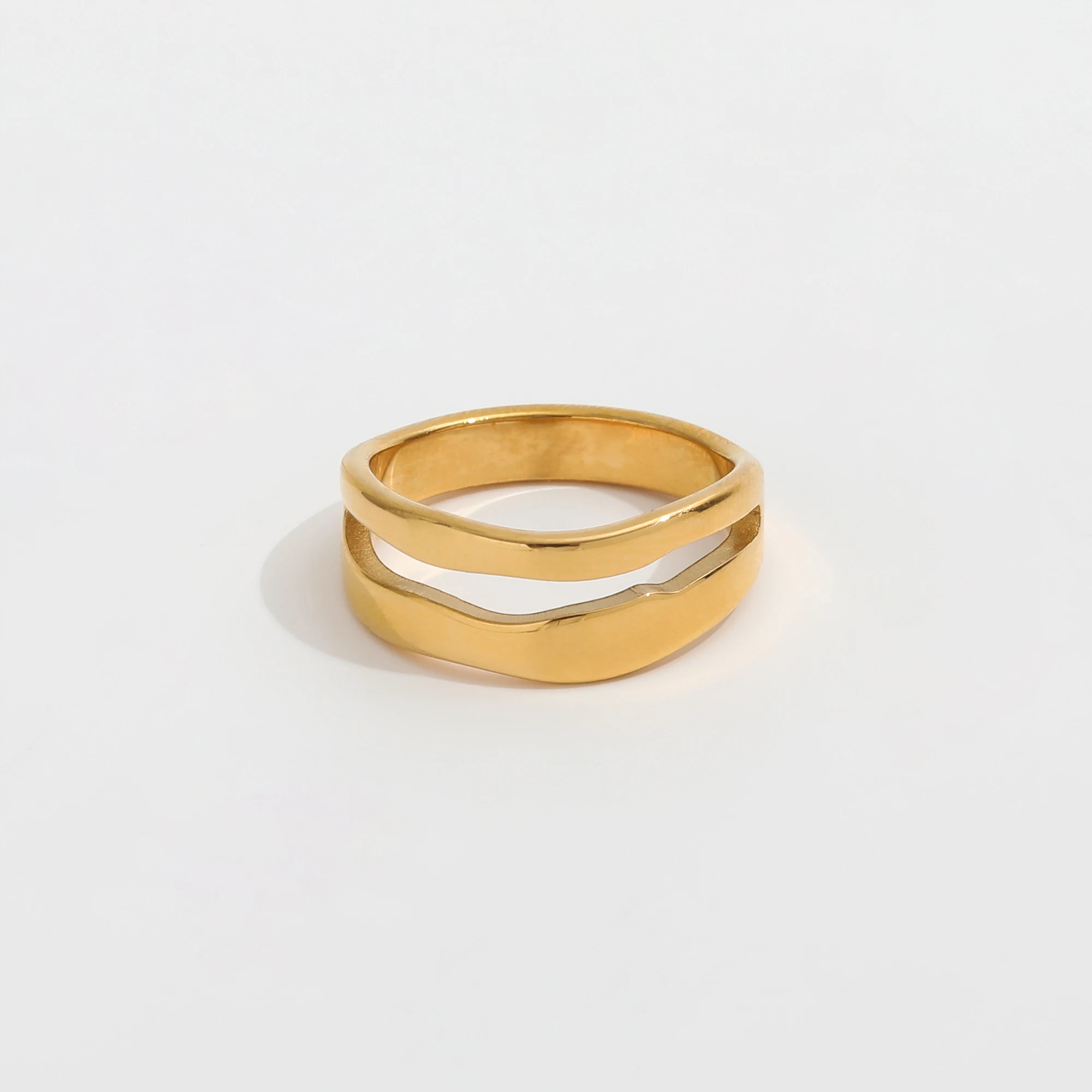 Joolim Jewelry 18K Gold Plated  Stainless Steel Double-layer Mouth Rings for Women Fashion Jewelry