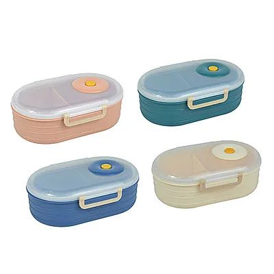 

Factory Cheap Price Oval Shape Lunch Box BPA Free Plastic Bento Plastic Lunch Box With 2 Compartments, Blue,pink,white,green/ custom color