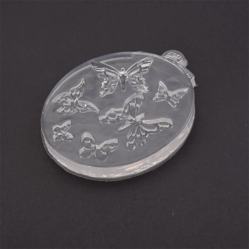 

6 in 1 pendant jewelry mold butterfly mirror crystal epoxy mold chocolate fondant diy baking cake decoration tools, As picture