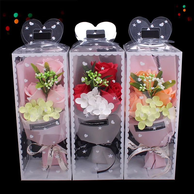 

Valentine's Day Gift 2023 Decoration Rose Soap Gift Sets Artificial Flowers Soap Flowers in Gift Flower Boxes