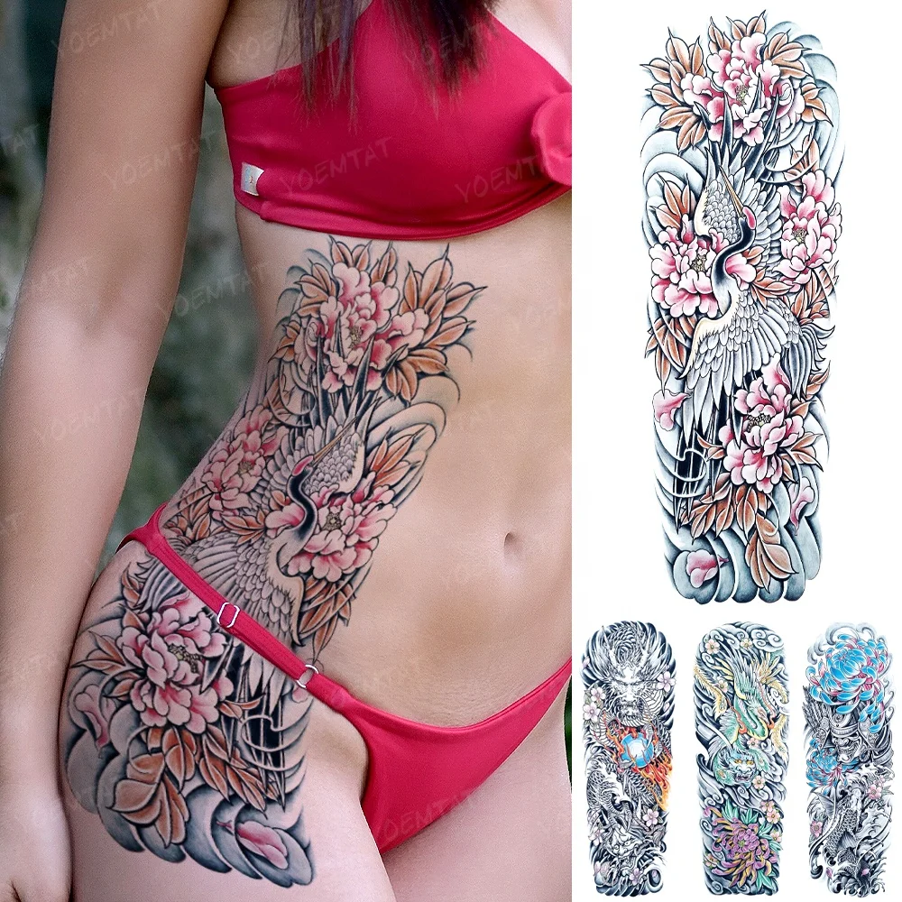 

YOEMTAT big size colourful easy washable full arm temporary tattoo sticker for men women, Cmyk