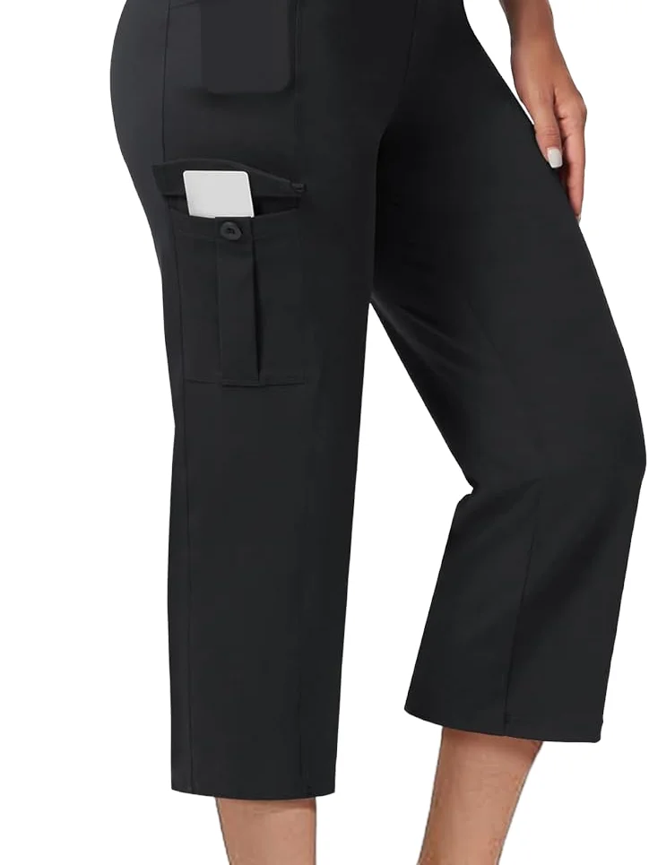 Seven分Side Pockets按扣工装风Yoga Pants