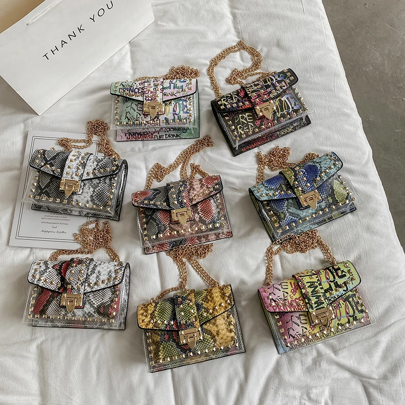 

Wholesale Snakeskin Pattern Pu Graffiti New Designer Handbag Crossbody Women Phone Bags, White, yellow, gray, red, blue, black, green, colorful