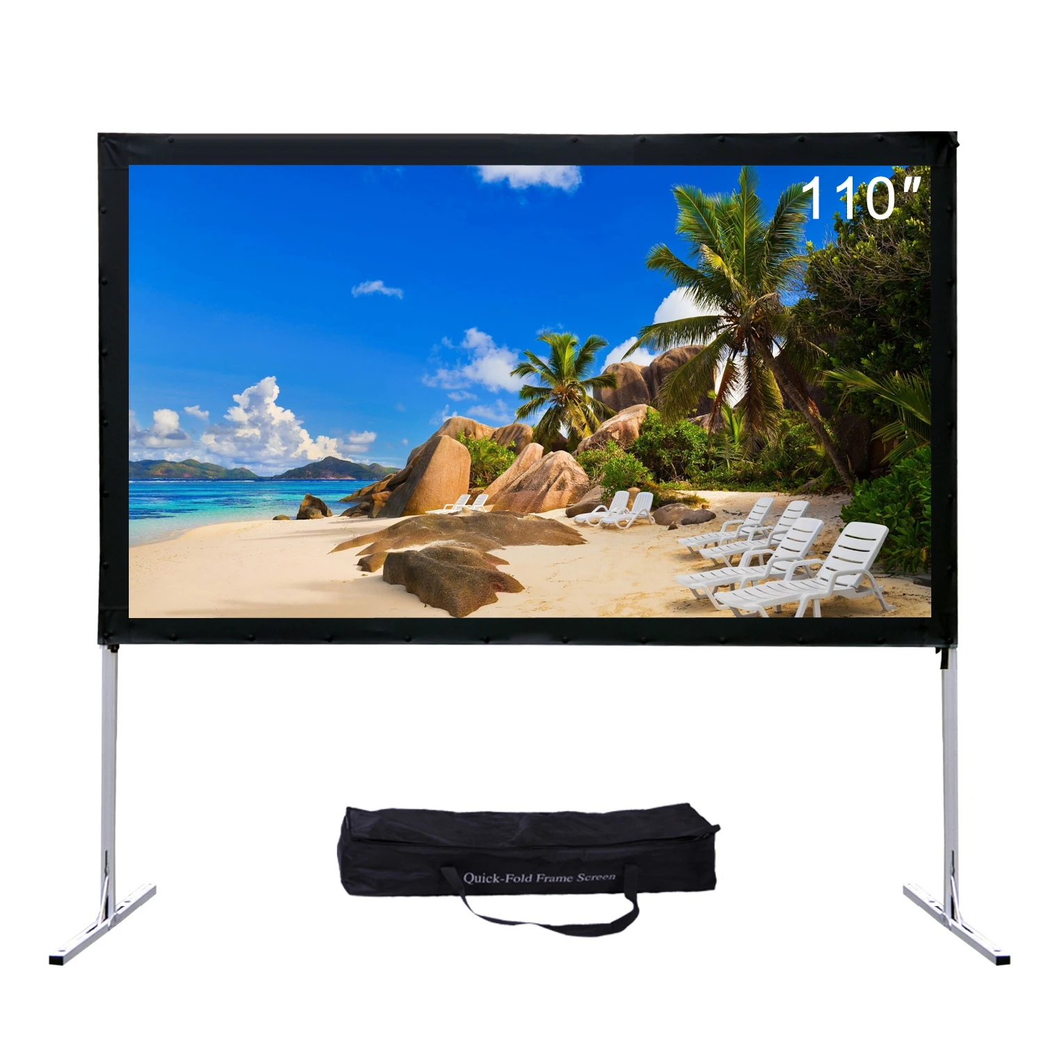 

Portable Projector Screen Outdoor With Stand Bracket Screen 110 inch Rear Grey 4K Ultra HD 3D Fast Folding Projection Screen