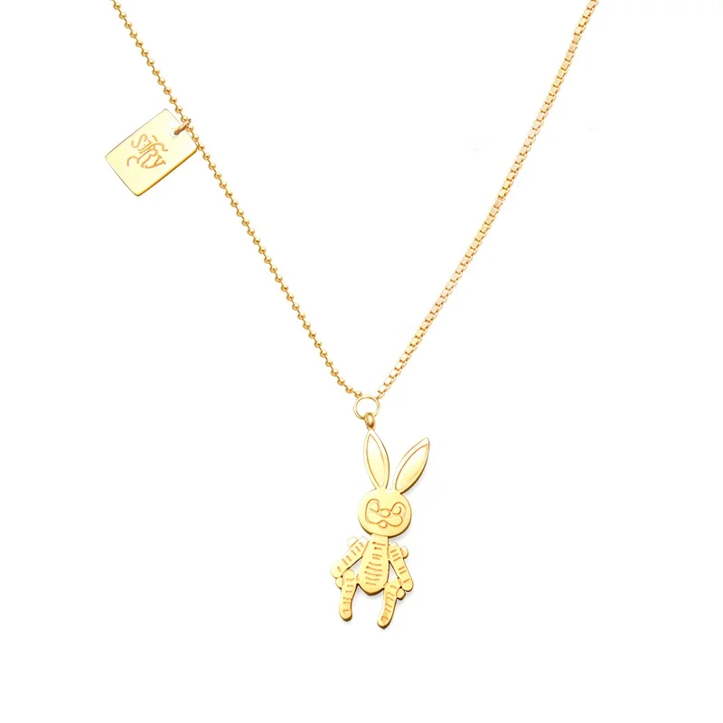 

New Style Rabbit Pendant Titanium Steel 18K Gold Plated Necklace Women