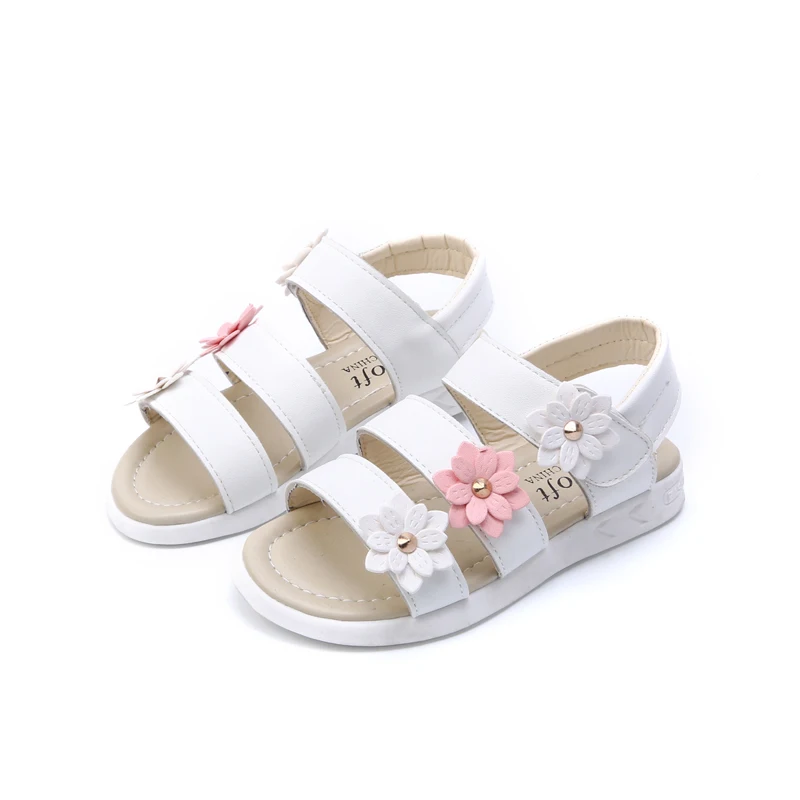 

XIXIBB New 2021 girls' sandals children's shoes of florets fashionable baby's beach shoes, Yellow pink white