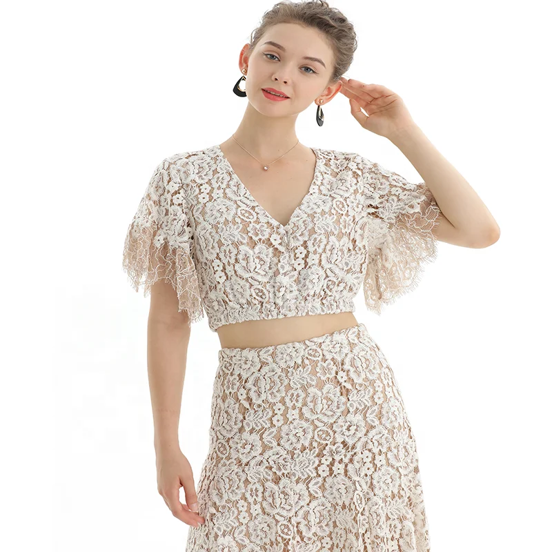 

T064 top for girls and women lace elegant short top top for women casual