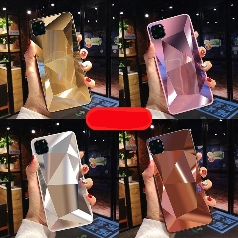 

Luxury 3D diamond grain glass back cover phone case for iPhone 11 Pro, Multi