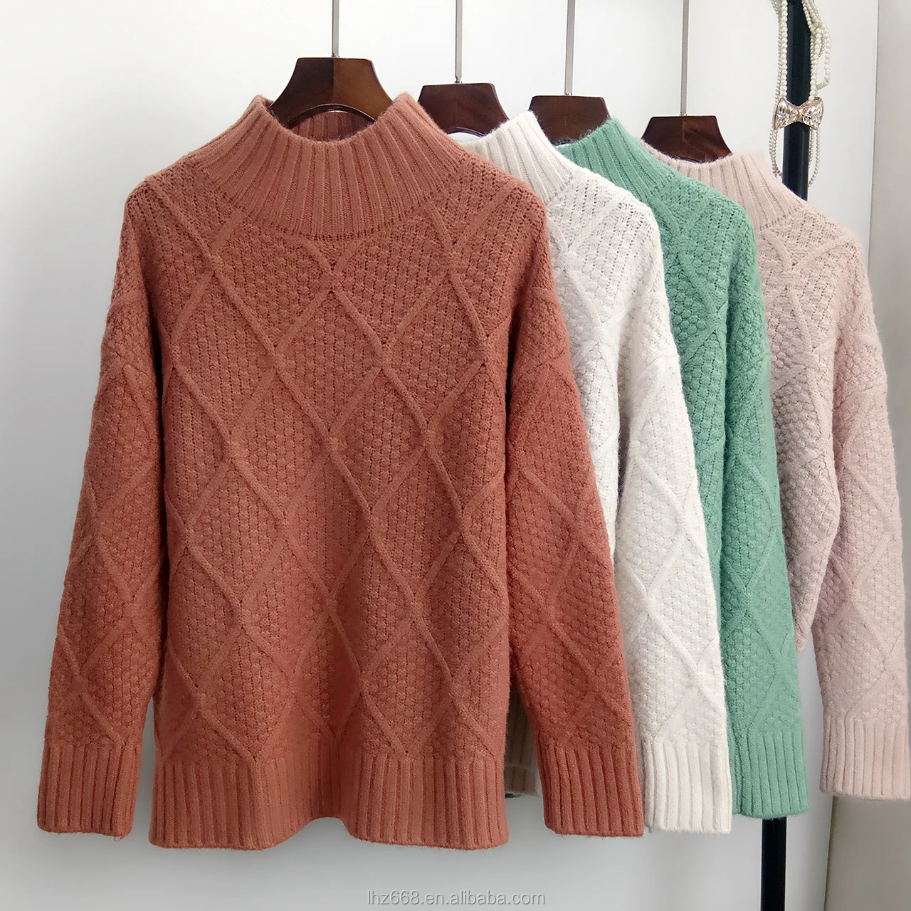 

2021 Women winter Oversize loose sweaters Crewneck Jumper Pullover for lady