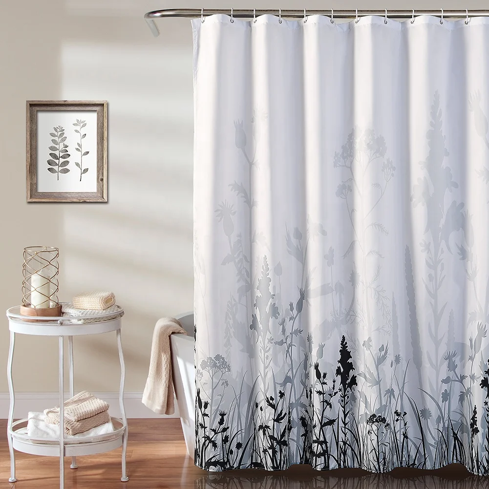 

China factory providing  sustainable quickly dry printed plant shower curtain