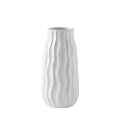 

High-quality simple and modern home decorative ornaments white wave pattern ceramic vase flower vessel flower arrangement, White/pink/gray