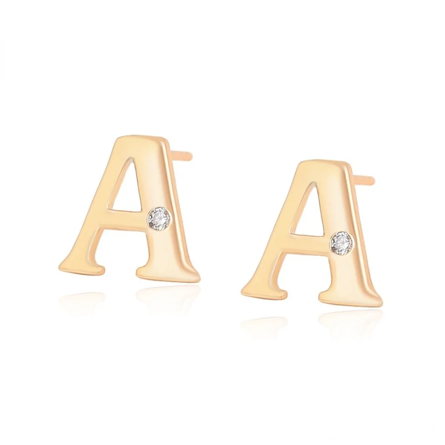 

A00673257 Xuping jewelry fashionable new letter series A diamond set 18K gold versatile environmentally friendly copper earrings