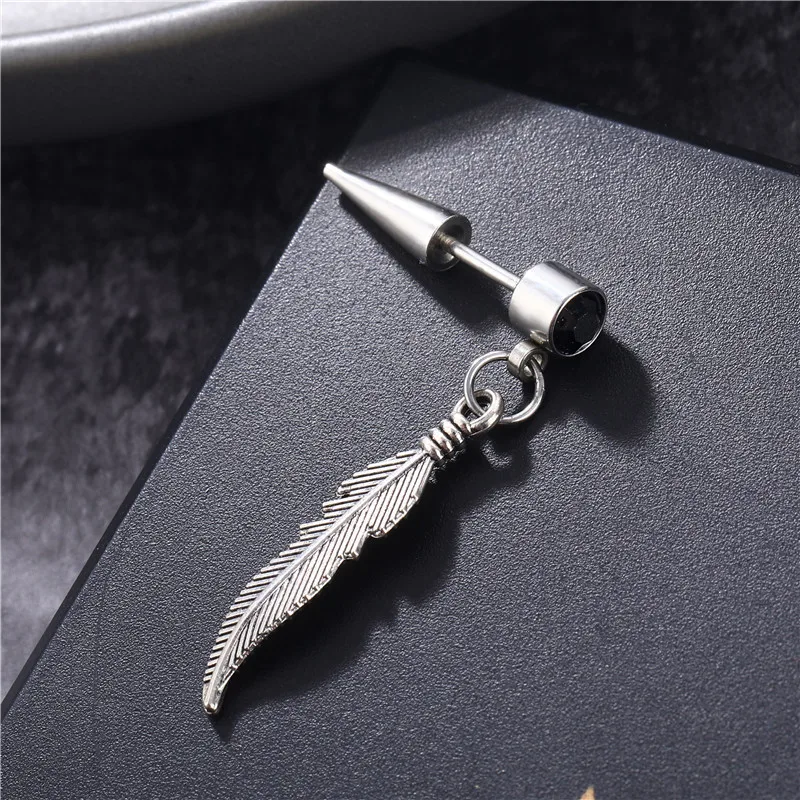 

Hot sale feather tassel earrings 7BEADS steel tassel stainless steel drop earring fashion jewelry for women