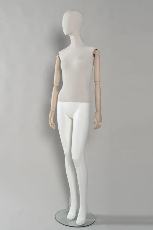 可调节玻璃纤维女性人体模特,假人,人体模型,木制手臂人体模特