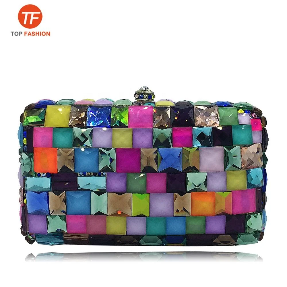 

Factory Wholesales Luxury Women Crystal Rhinestone Clutch Evening Bag Hardcase Clutch Purse, ( accept customized )