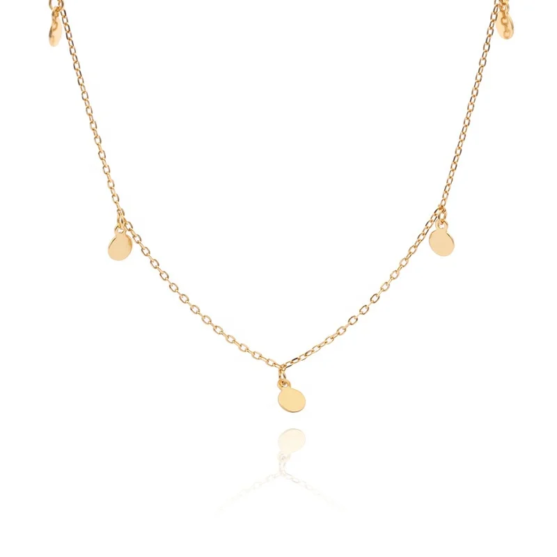 

European And American Popular Models 925 Sterling Silver Jewelry Plated 18K Yellow Gold Beads Necklace, White, gold