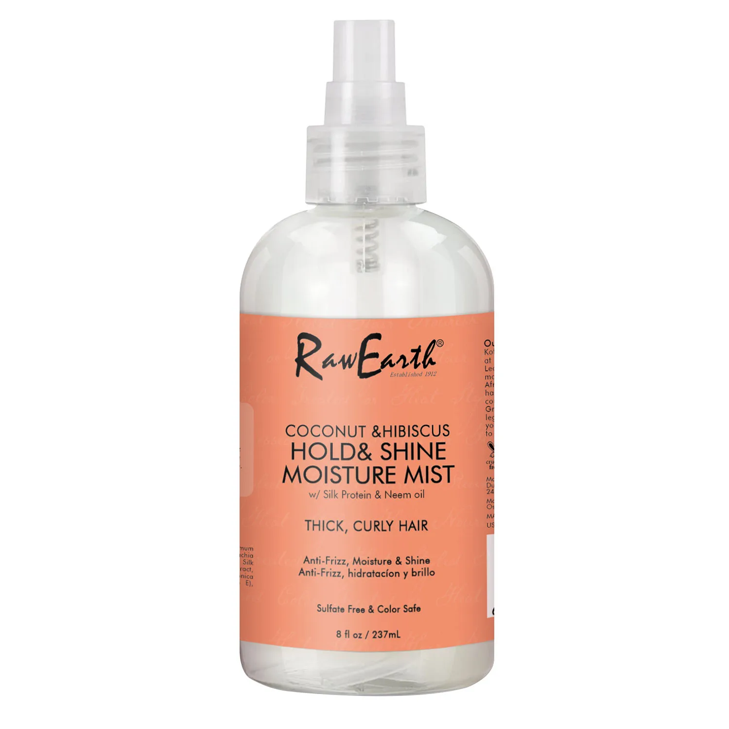 

Raw Earth Coconut Hibiscus Strengthening and Hydrating Hair Spray for Natural Hair Care Daily Moisture Mist