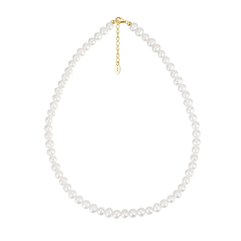 RINNTIN GPN25 Wholesale 925 Sterling Silver Baroque Freshwater Pearls Jewelry 14K Gold Plated Pearl Necklace for Women