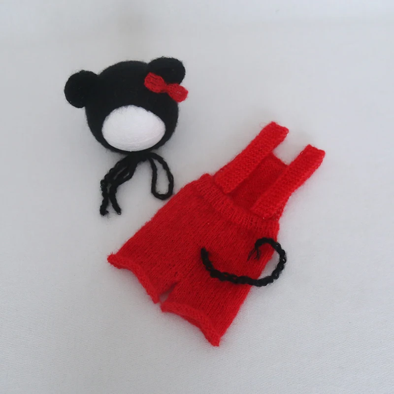 

Vintage Baby Outfit Knitted Newborn Hat Photo Prop Crochet Newborn Romper Set Photography Props