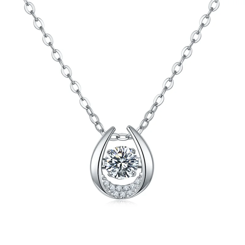 

High quality moissanite main stone jewelry for girls white gold plated 925 silver pendant necklace