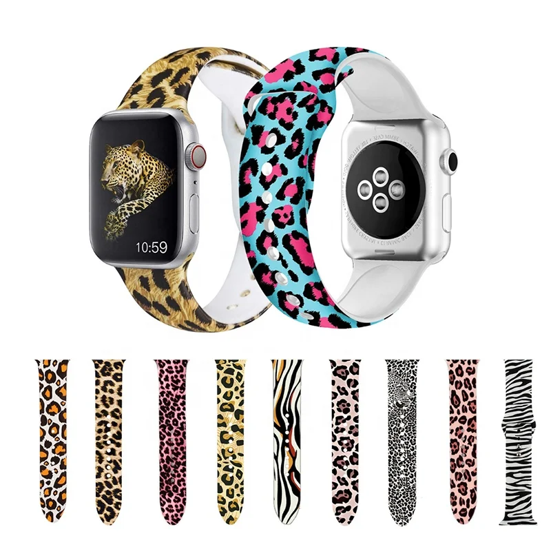 

BOORUI Printing customs Luxury Designer Silicone band for Apple Watch Bands for apple watch series 5 4 3 2 1 38/40mm 42/44mm, Pringing style with varied flowers