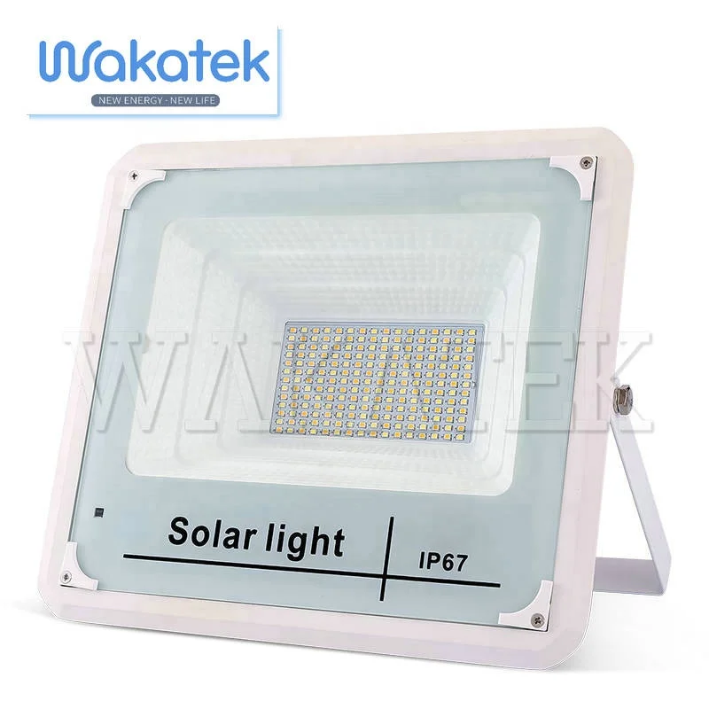 Outdoor factory supply wall mounted pole install WAKATEK solar light 100W 150W 200w flood light