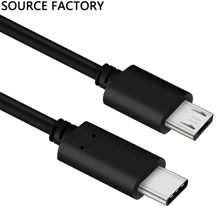 

usb c to micro usb cable Factory customized otg charging sync male to male black assemblies type c to micro usb charge cable