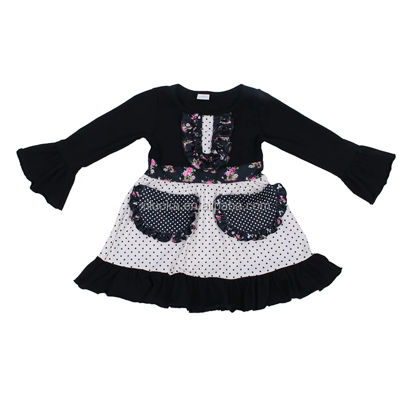 

New Arrival Latest Design Baby Girls Floral Print Clothing Wholesale Children Boutique Dresses, Picture