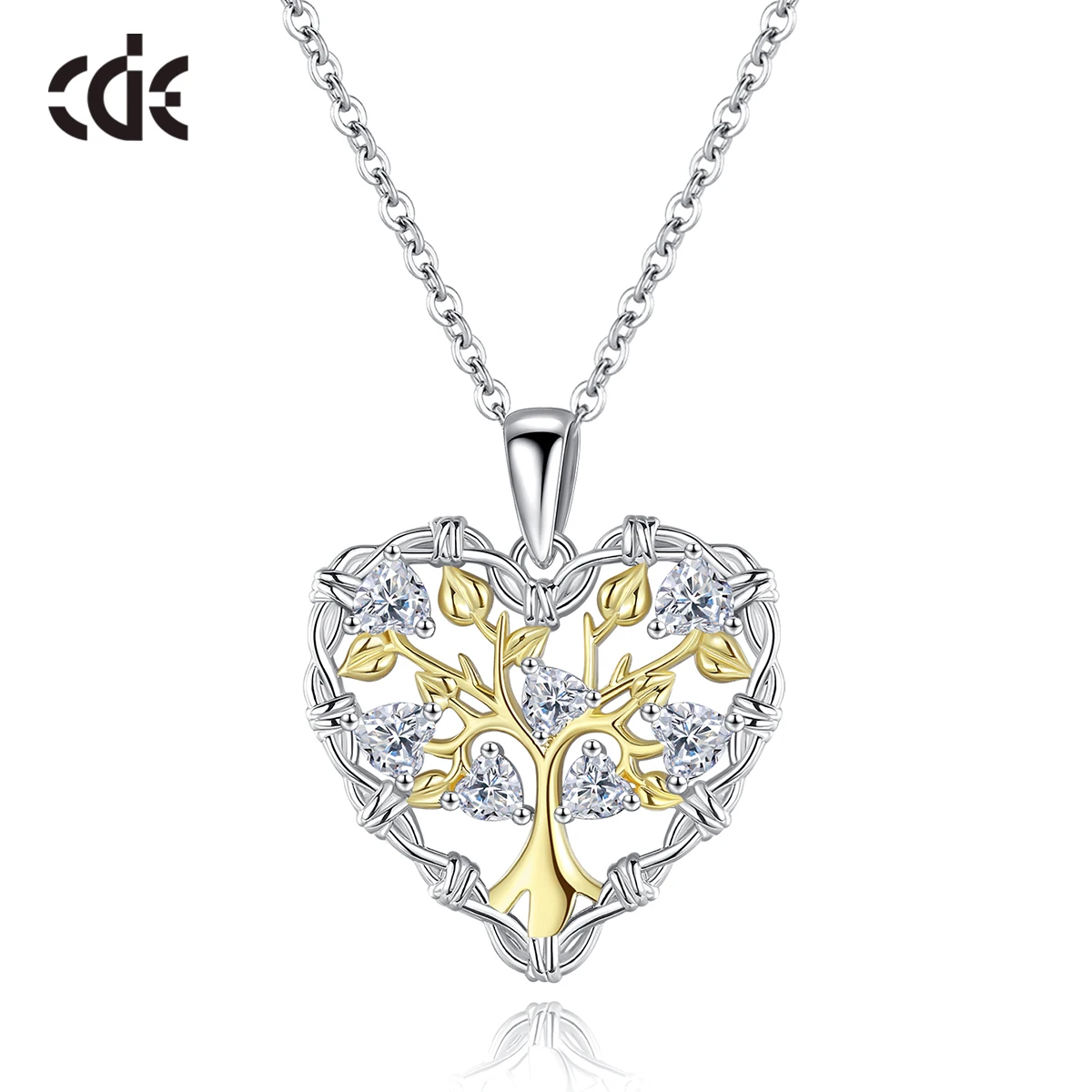 

CDE YN1108 Trendy Jewelry 925 Sterling Silver Life Of Tree Necklace Heart-Shaped Necklace Zircon Plata De Collar Heart Necklace