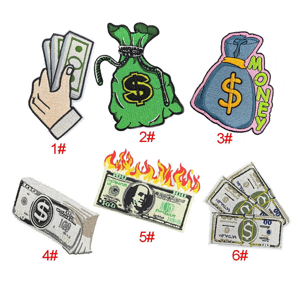 

yiwu wintop creative style hot sale us dollar bill purse design iron on embroidery patches for diy scrapbooking