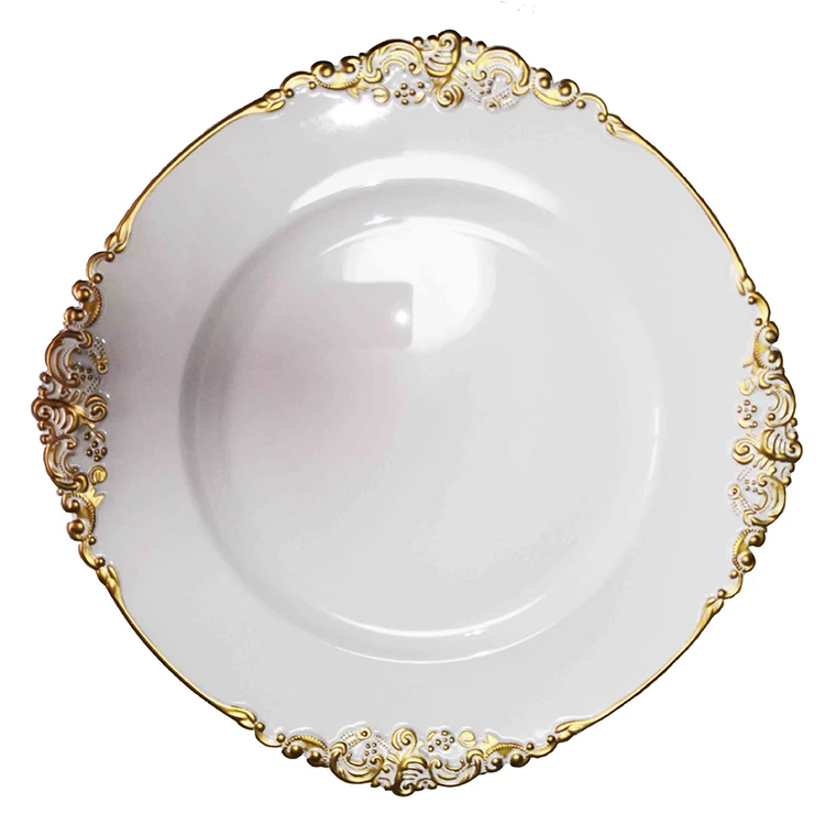 

13inch wedding decorative white plastic charger plates, Gold/silver/black /white