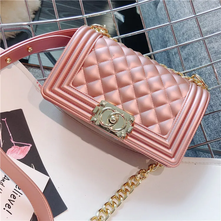 

wholesale jelly bags women PVC rainbow fashion solid color jelly purse handbag jelly handbags women