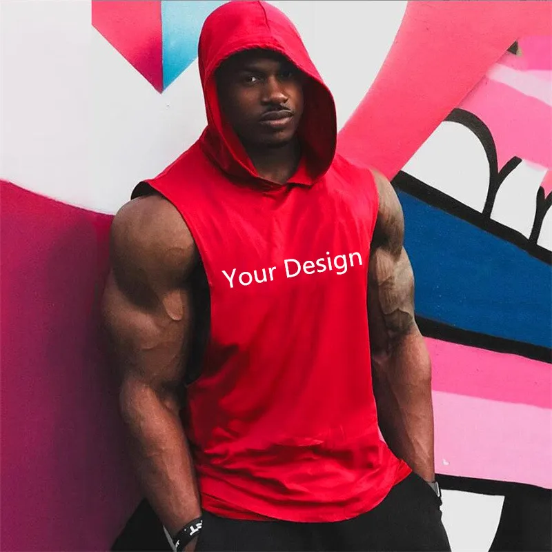 

men singlet with hoodie Gym Stringer Tank Top and Fitness men Hooded Stringer Tank Top Vests Cotton Singlets Muscle Top, Black/gray/white/blue/red/